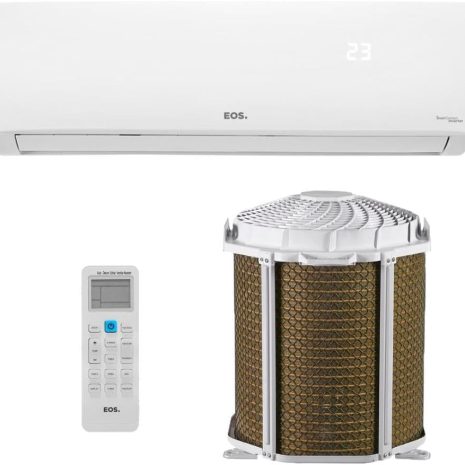 Nome do Produto: Ar-condicionado Split Inverter 9000 Btus Eos Smart Connect High Wall Quente e Frio EAS9000IQFE2/EAS9000IQFI2 220V Descrição: - Gás Refrigerante Ecológico - Serpentina em Cobre - Operação Silenciosa - Econômico - Compatível com kit antivírus e kit wifi (vendidos separadamente) - Funções: Resfria, aquece, ventila e desumidifica Especificações: - Fonte de Alimentação: Elétrico com fio - Energy Star: 5 Estrelas - Características Especiais: Resfriamento rápido, Compressor inverter - Energia de Resfriamento: 9000 Unidades térmicas britânicas - Marca: EOS - Disponível para Compra Desde: 28 novembro 2023 - Ranking dos Mais Vendidos: Nº 1.360 em Casa, Nº 25 em Ar-Condicionado Split - Avaliações de Clientes: 3,6 de 5 estrelas (4 avaliações) Identificadores: - ASIN: ‎B0CP4DFB7X - Número do Modelo: ‎EAS9000IQFE2 / EAS9000IQFI2 - Fabricante: ‎EOS - Peso: ‎26 Quilogramas - Dimensões da Embalagem: 60 x 51 x 50 cm; 26 quilogramas Características Visuais e Funcionais: - Design: Split high wall - Cor: Branco - Controle: Controle remoto com botões - Acessórios: Filtro (componente visível) Categoria Amazon: Eletrodomésticos > Casa > Ar e Ventilação > Ar-Condicionado > Ar-Condicionado Split Marca: EOS