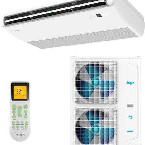 Nome do produto: Ar-condicionado Split Inverter Piso Teto 56000 Btus Elgin Plus Só Frio PDFI60C2DA / PDFE60C2CA Descrição do produto: - Classificação Energética/Inmetro: A - Tecnologia: Inverter - Controle: Remoto iluminado Especificações: - Peso do produto: 138,76 Quilogramas - Fator de forma: Split - Fonte de alimentação: Alimentado por energia elétrica - Tensão: 220 Volts - Marca: Elgin - Disponível para compra desde: 1 novembro 2024 - Ranking dos mais vendidos: Nº 279.807 em Casa, Nº 1.806 em Ar-Condicionado Split - ASIN: ‎B0DLPC6QM9 - Número do modelo: ‎PDFI60C2DA / PDFE60C2CA - Fabricante: Elgin - Dimensões da embalagem: 70 x 60 x 58,8 cm - Eficiência: A - Configuração básica: Split - Tipo de instalação: Split Informações visuais: - Cor: Branco predominante - Design: Moderno, com grade de ventilação - Componentes visíveis: Unidade interna e externa, controle remoto - Funcionalidades destacadas: Controle remoto, visualização digital de temperatura no controle Marca: Elgin