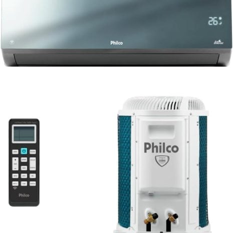 Nome do Produto: Ar Condicionado Split Inverter Philco Espelhado 12000 Btus Quente e Frio Marca: PHILCO Cor: Cinza Espelhado Dimensões do Produto: 19,5 cm (Profundidade) x 25 cm (Largura) x 19,5 cm (Altura) Peso: 20 kg Capacidade: 19 kg Eficiência: A Tipo de Instalação: Split Características Especiais: Controlado Remotamente, Compressor Inverter Informações do Controle Remoto: Visível no produto, apresenta botões e display digital Informações do Produto: - Compressor Inverter - Controle remoto incluído - Display digital visível que indica a temperatura (26°) Características Visíveis: - Design moderno e limpo - Unidade interna espelhada - Unidade externa com malha de ventilação Ranking de Vendas: Nº 2.281 em Casa, Nº 40 em Ar-Condicionado Split Avaliações: 4,0 de 5 estrelas em 9 avaliações Dimensões da Embalagem: 61 cm x 61 cm x 61 cm Número do Modelo: PHILCO ASIN: B0CYWRM5PC Data de Disponibilidade: 22 de março de 2024 Categorias Amazon: Eletrodomésticos > Casa > Ar e Ventilação > Ar-Condicionado > Ar-Condicionado Split