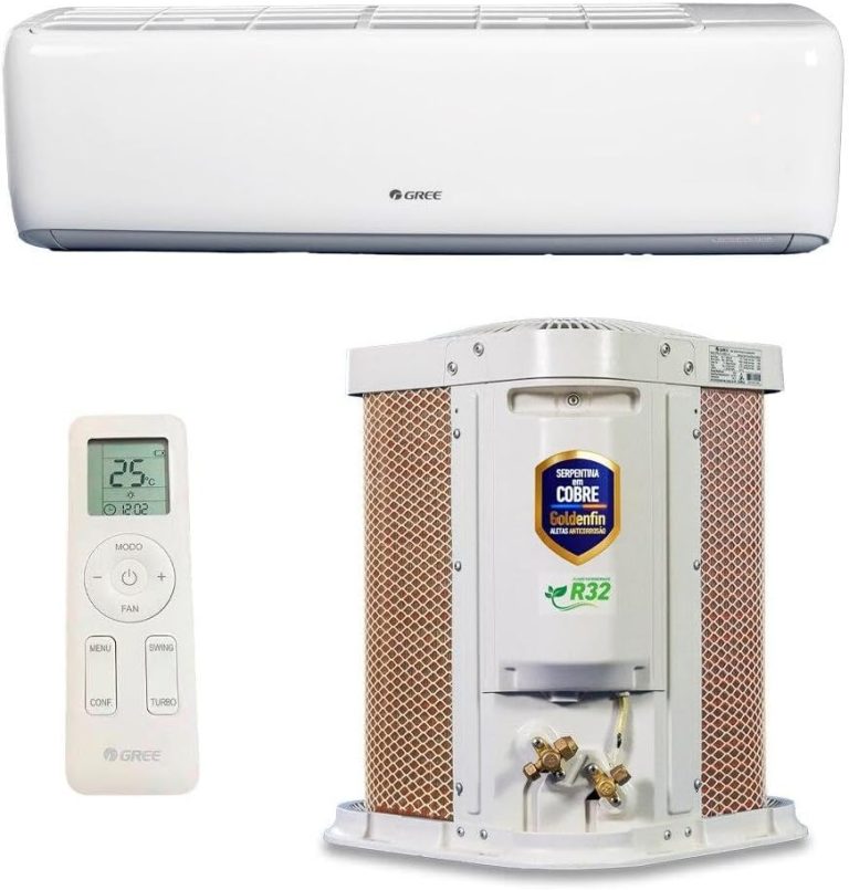 Nome do Produto: Ar-condicionado Split Inverter 9000 Btus Gree G-top Auto Connection High Wall Só Frio Descrição: Sistema de ar-condicionado do tipo minisplit, com funções de desumidificação, aquecimento e resfriamento. Especificações: - Fator de forma: Minisplit - Fonte de alimentação: elétrica - Tensão: 220 Volts - Marca: Gree - Peso: 27,5 quilogramas - Classificação Energy Star: Sim - Eficiência: Eficiente - Dimensões da embalagem: 70 x 60 x 55,3 cm Recursos Visuais: - Cor: Branco (unidade interna), Prata e Dourado (unidade externa) - Controle remoto visível, com display digital mostrando temperatura Características Técnicas: - Tipo de instalação: Split - Refrigerante: R32 - Diferenciais: Desumidificador, funções de aquecimento e resfriamento Avaliações: 4,1 de 5 estrelas, com 13 avaliações de clientes Número do modelo: GWC09ATB-D6DNA1A/I - GWC09ATB-D6DNA1A/O Disponível para compra desde: 30 agosto 2024 Ranking dos mais vendidos: Nº 6.294 em Casa, Nº 94 em Ar-Condicionado Split Categorias Amazon: Eletrodomésticos > Casa > Ar e Ventilação > Ar-Condicionado > Ar-Condicionado Split