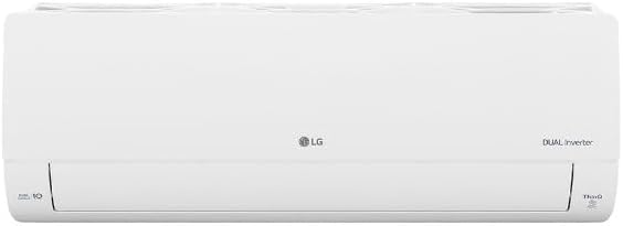 Evaporador branco do ar-condicionado LG Dual Inverter Voice 24.000 BTUs visto de frente.