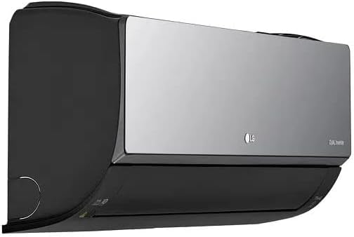 Ar-condicionado Split LG Hi Wall Inverter Dual Voice Artcool UVnano 18000 BTU/h vista lateral com design curvo cinza e preto.