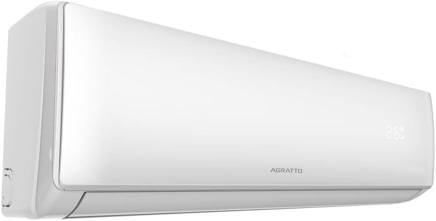 Unidade interna do ar condicionado Agratto One 18000 BTUs vista lateral em ângulo