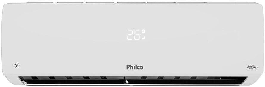 Unidade interna ar-condicionado Split Philco 30000 Btus com aletas abertas e display temperatura