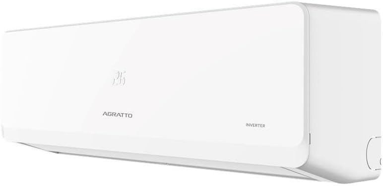 Unidade interna branca do ar condicionado split Agratto vista lateral direita.
