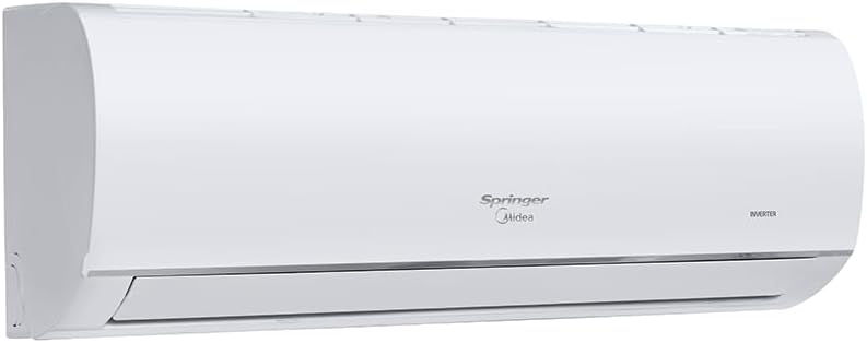 Unidade interna do ar condicionado Springer Midea split inverter vista lateral com design moderno
