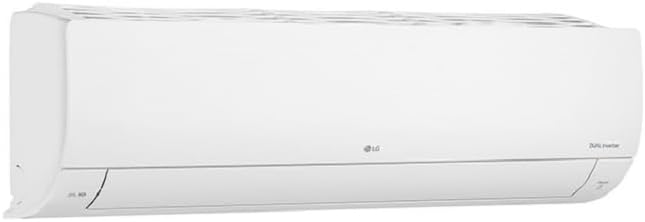Unidade interna do ar condicionado LG Dual Inverter Compact+AI 12K BTU vista lateral e branca.