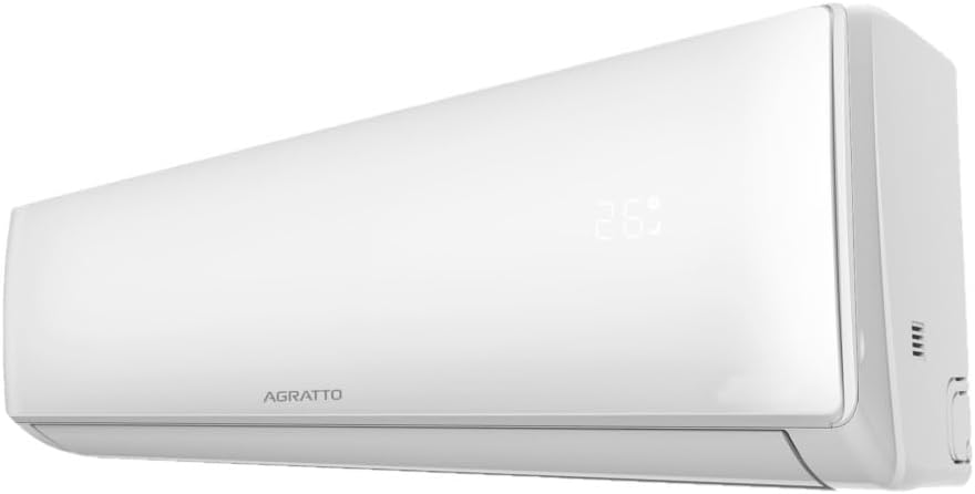 Unidade interna lateral do ar-condicionado split HW Agratto One Top 12.000 BTUs só frio braço branco.