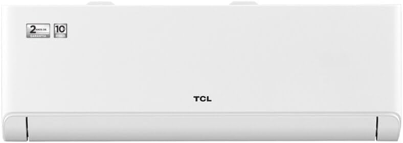 Unidade interna frontal branca do ar-condicionado Split Inverter TCL 9000 Btus com logo TCL e garantia