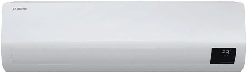 Unidade interna do ar-condicionado Samsung Digital Inverter Ultra branca com display digital temperatura 23ºC
