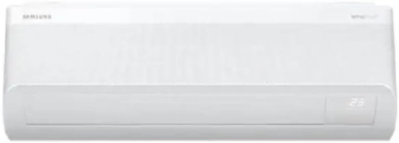 Unidade interna branca do Ar Condicionado Split Inverter Samsung Windfree Connect com display digital.