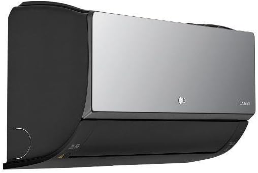 Unidade interna lateral esquerda do ar-condicionado LG DUAL Inverter ARTCOOL 12.000 BTU cor cinza metálico e preta.