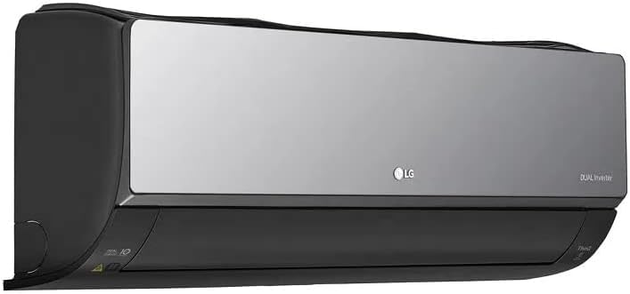 Ar-condicionado Split LG Hi Wall Inverter Dual Voice Artcool UVnano 18000 BTU/h vista lateral cinza e preto.