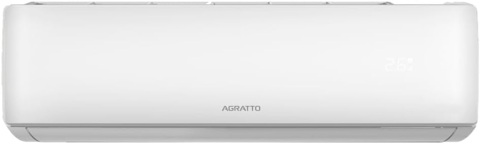 Unidade interna branca do ar-condicionado split HW Agratto One Top 12.000 BTUs só frio, vista frontal.