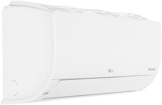 Unidade interna branca do ar condicionado LG Dual Inverter Compact 12.000 Btus vista lateral.