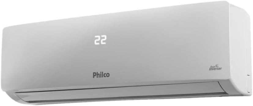 Unidade interna do ar-condicionado split Philco PAC9FB vista lateral com display digital