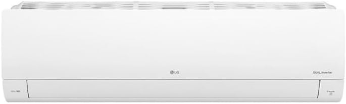 Unidade interna do ar condicionado LG Dual Inverter Compact+AI 12K BTU frontal branca e compacta.