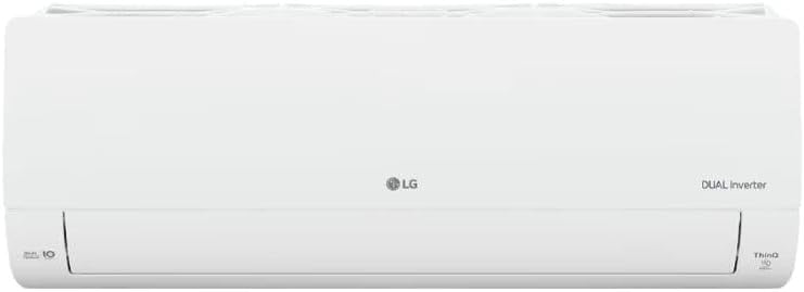 Unidade interna do ar-condicionado LG Dual Inverter branca com logo LG e símbolo ThinQ.