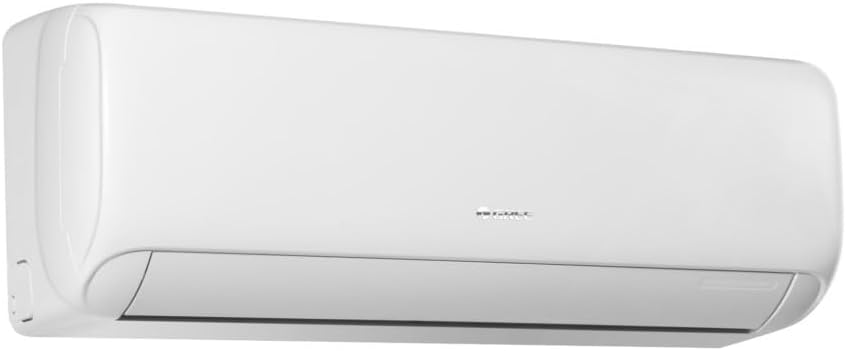 Unidade interna branca do ar condicionado split Gree G-Top 9000 BTU vista lateral com saída de ar fechada.