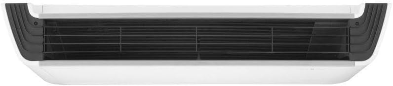 Unidade interna ar condicionado split teto inverter LG 36000 BTUs branca com grade preta frontal.