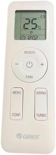 Controle remoto branco ar-condicionado Split Gree HW Inverter display digital 25 graus