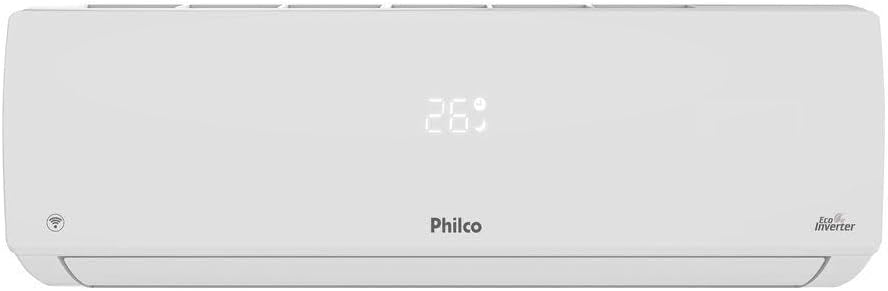 Unidade interna do ar-condicionado Philco inverter 12000 BTUs branca com display digital 26°