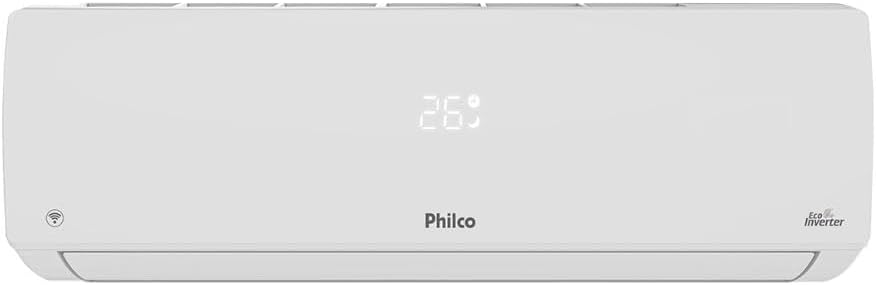 Unidade interna branca do ar condicionado Philco Eco Inverter 12000 Btus com display digital