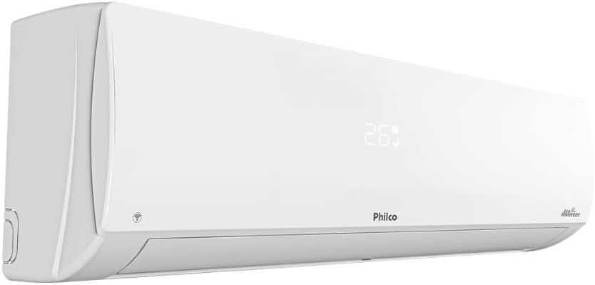 Ar condicionado Hi Wall Philco Eco Inverter 12000 Btus branco vista lateral esquerda