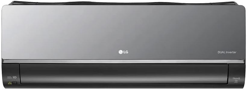 Ar-condicionado Split LG Hi Wall Inverter Dual Voice Artcool UVnano 18000 BTU/h frontal cinza escuro.