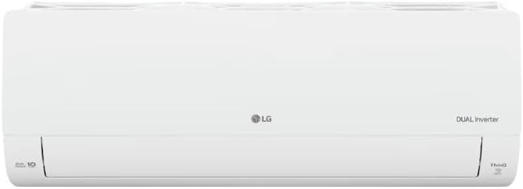 Unidade interna do ar-condicionado LG Dual Inverter branca com logo LG e ThinQ.
