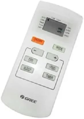 Controle remoto branco para ar condicionado Gree com tela LCD e botões funcionais.