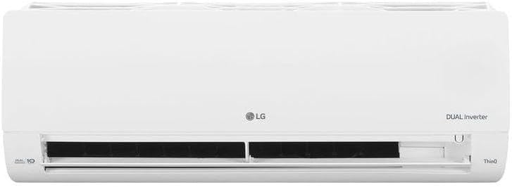 Unidade interna branca do ar-condicionado LG Dual Inverter com saída de ar aberta frontalmente.
