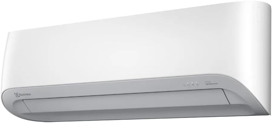 Unidade interna ar-condicionado Electrolux vista em ângulo diagonal.