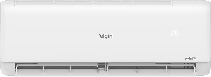 Unidade interna branca de ar condicionado Elgin Eco Inverter II com display digital