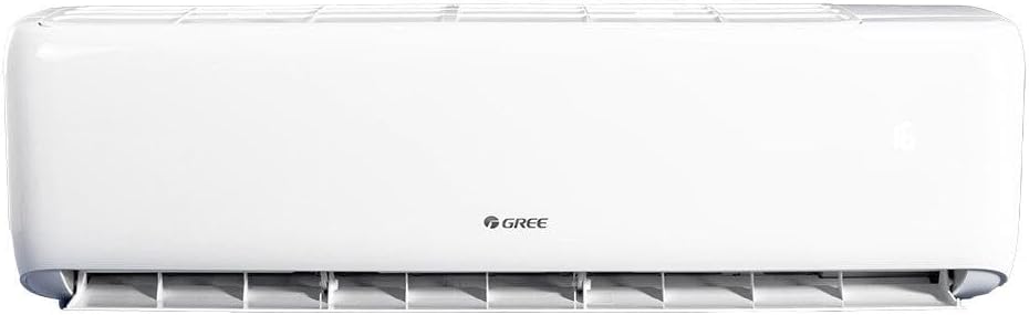 Ar-condicionado split Gree 9000 Btus com saída de ar aberta e logo