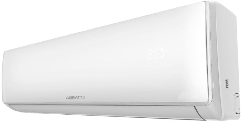 Unidade interna do ar condicionado Agratto One 18000 BTUs vista lateral com display digital