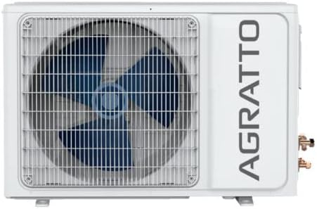 Unidade externa branca do Ar Condicionado Split Agratto com ventilador visível