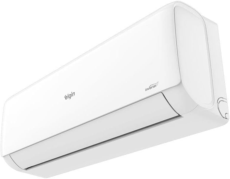 Unidade interna do Ar Condicionado Split Elgin Eco Inverter II 30000 BTUs vista em ângulo, design branco fino