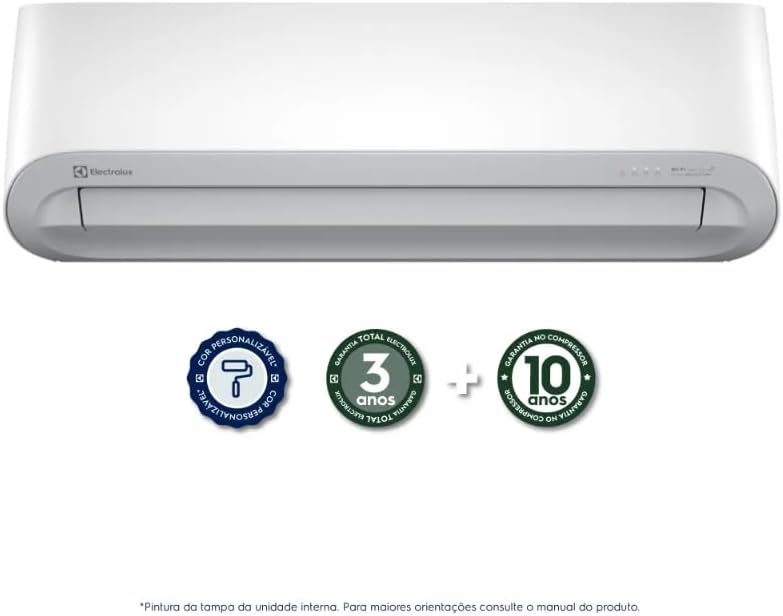 Ar-condicionado Electrolux inverter 18000 BTUs com selos de garantia de 3 e 10 anos.