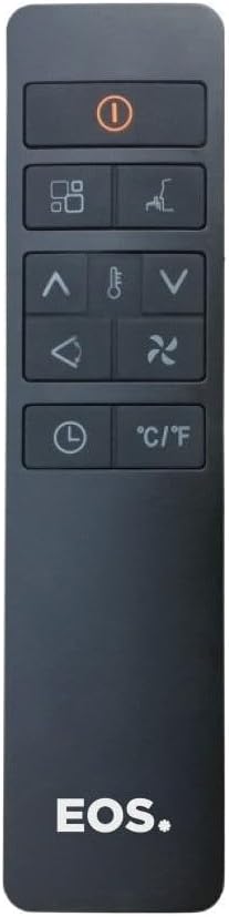 Controle remoto preto para ar-condicionado portátil EOS com botões iluminados