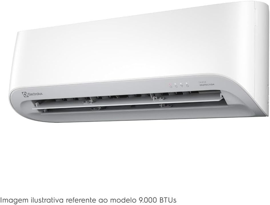 Unidade interna branca do ar-condicionado Electrolux JE24F com saída de ar aberta e aletas visíveis.