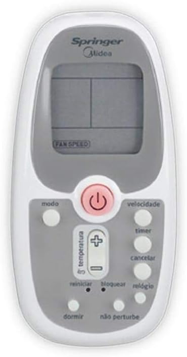 Controle remoto branco para Ar Condicionado Portátil Springer Midea com botões diversos