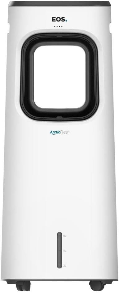 Climatizador EOS Arctic Fresh frontal com abertura quadrada e indicador de nível de água.