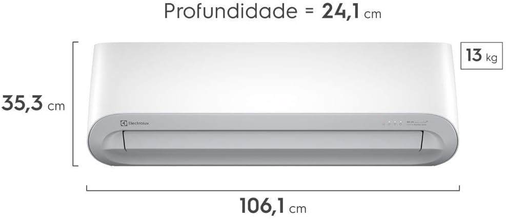 Dimensões e peso da unidade interna do ar condicionado Electrolux Split Inverter 24000BTU QF 220V