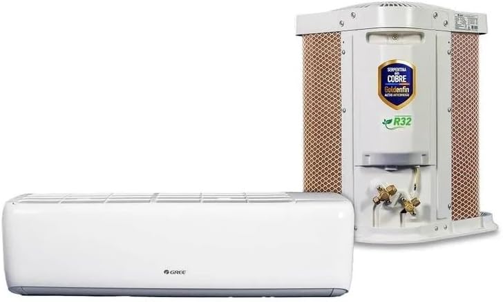 Ar condicionado split Gree Hi Wall Inverter 18000 BTU h, unidade interna e externa visíveis
