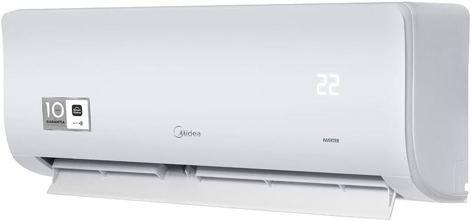 Ar condicionado Split Hi Wall Inverter Midea Xtreme Save Connect 18.000 Btus com display digital e selo de garantia 10 anos ângulo direito.