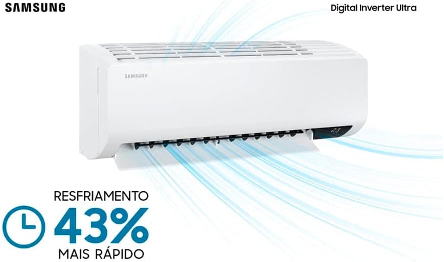 Ar condicionado Samsung Digital Inverter Ultra com resfriamento 43% mais rápido.