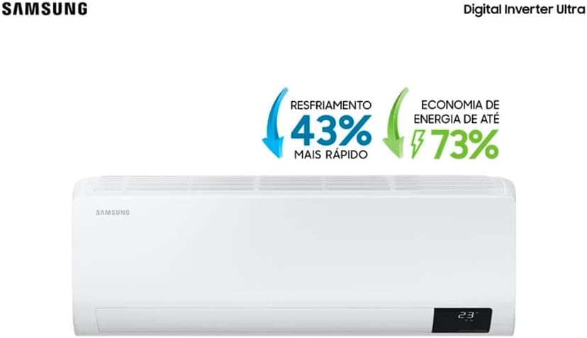 Ar condicionado Samsung com Digital Inverter Ultra e economia de energia.