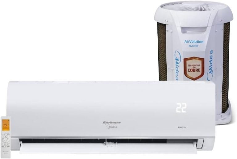 Ar Condicionado Split Springer Midea AirVolution Connect branco com visor digital e unidade externa com serpentina em cobre