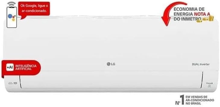Ar condicionado LG Dual Inverter 9000 Btus com inteligência artificial, economia nota A e comando de voz Google.